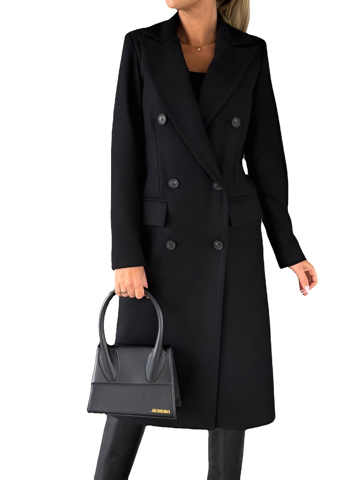 Trench coat feminino de outono/inverno, sobretudo elegante e clássico para vestuário formal e confortável.