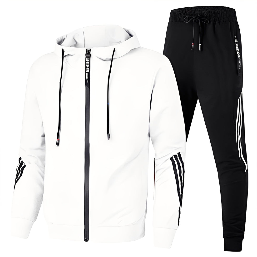 Conjunto masculino com blusão e calça de moletom. Agasalho casual de inverno para estilo e conforto.