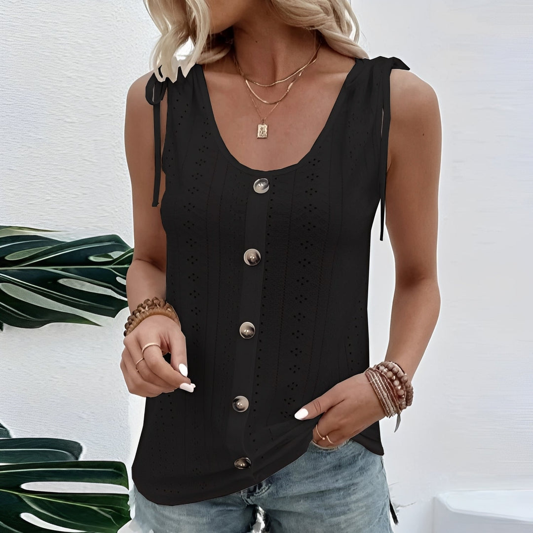 Top feminino de verão sem mangas em cores vibrantes. Peça casual e confortável para o dia a dia.