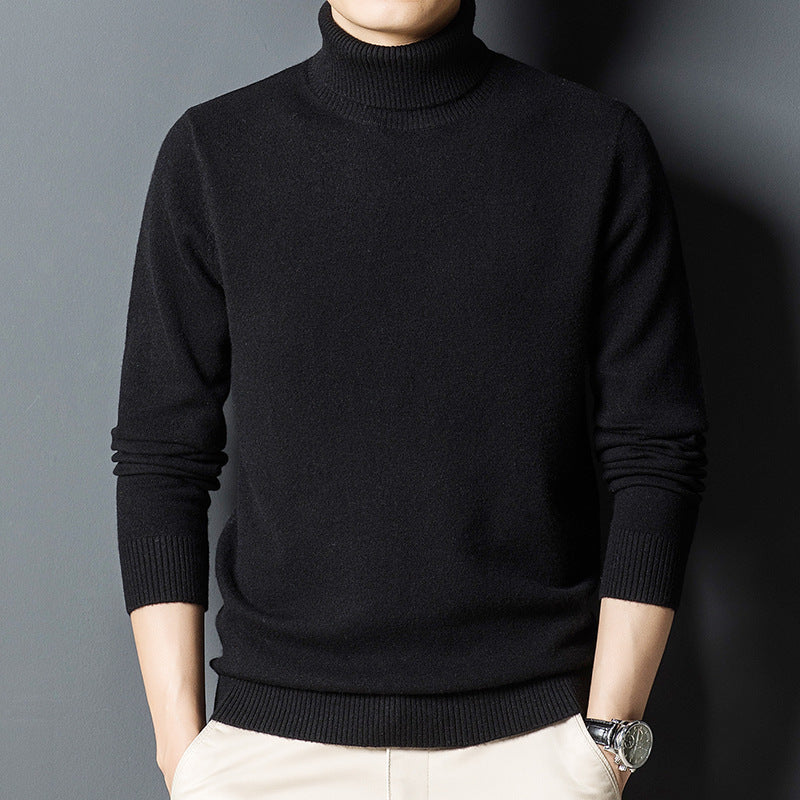 Camisola masculina aconchegante e elegante de gola alta, perfeita para manter o estilo e o aquecimento no outono/inverno.