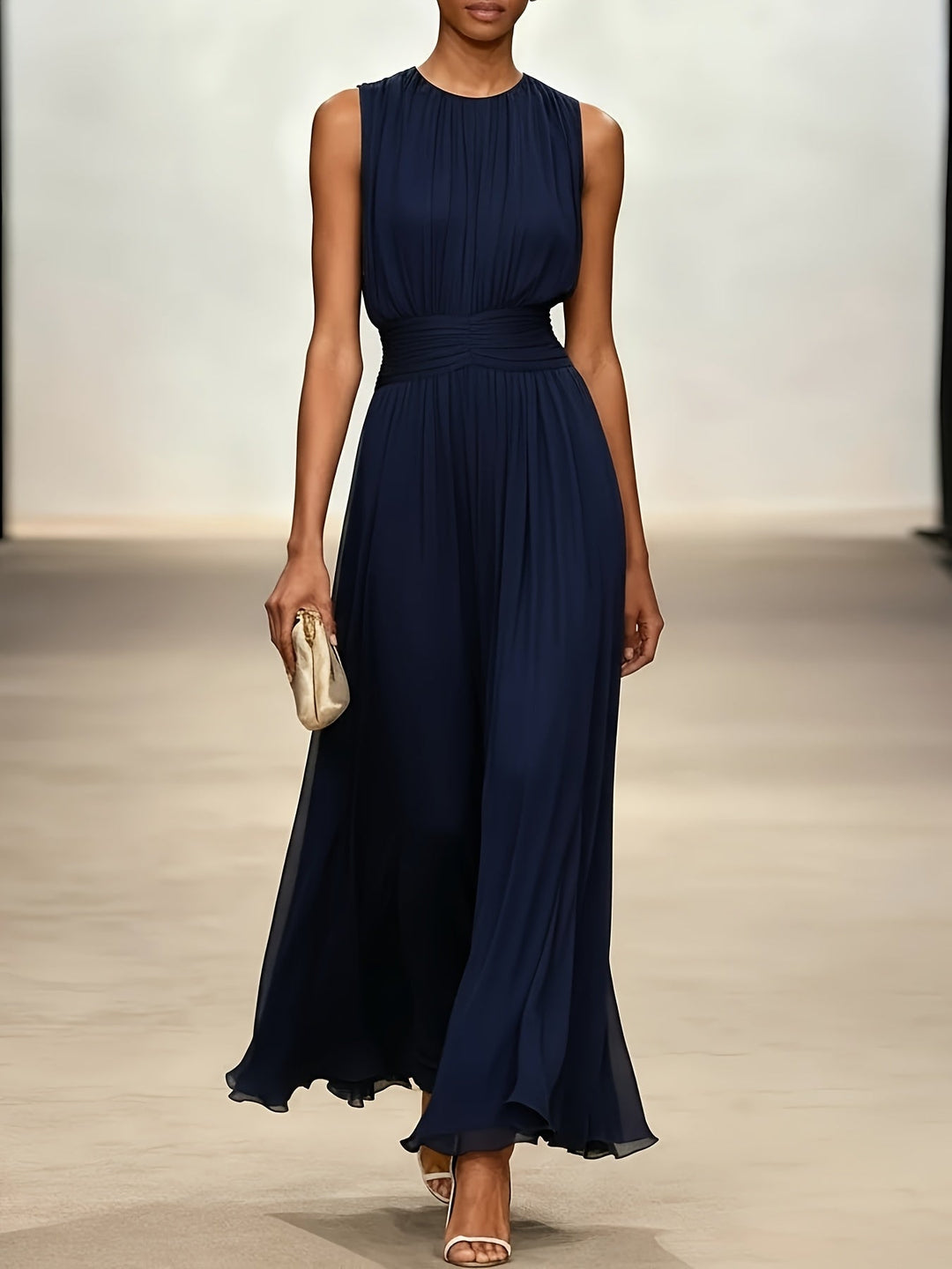 Vestido maxi feminino fluido, ideal para verão. Conforto casual chic. Peça versátil para qualquer ocasião.