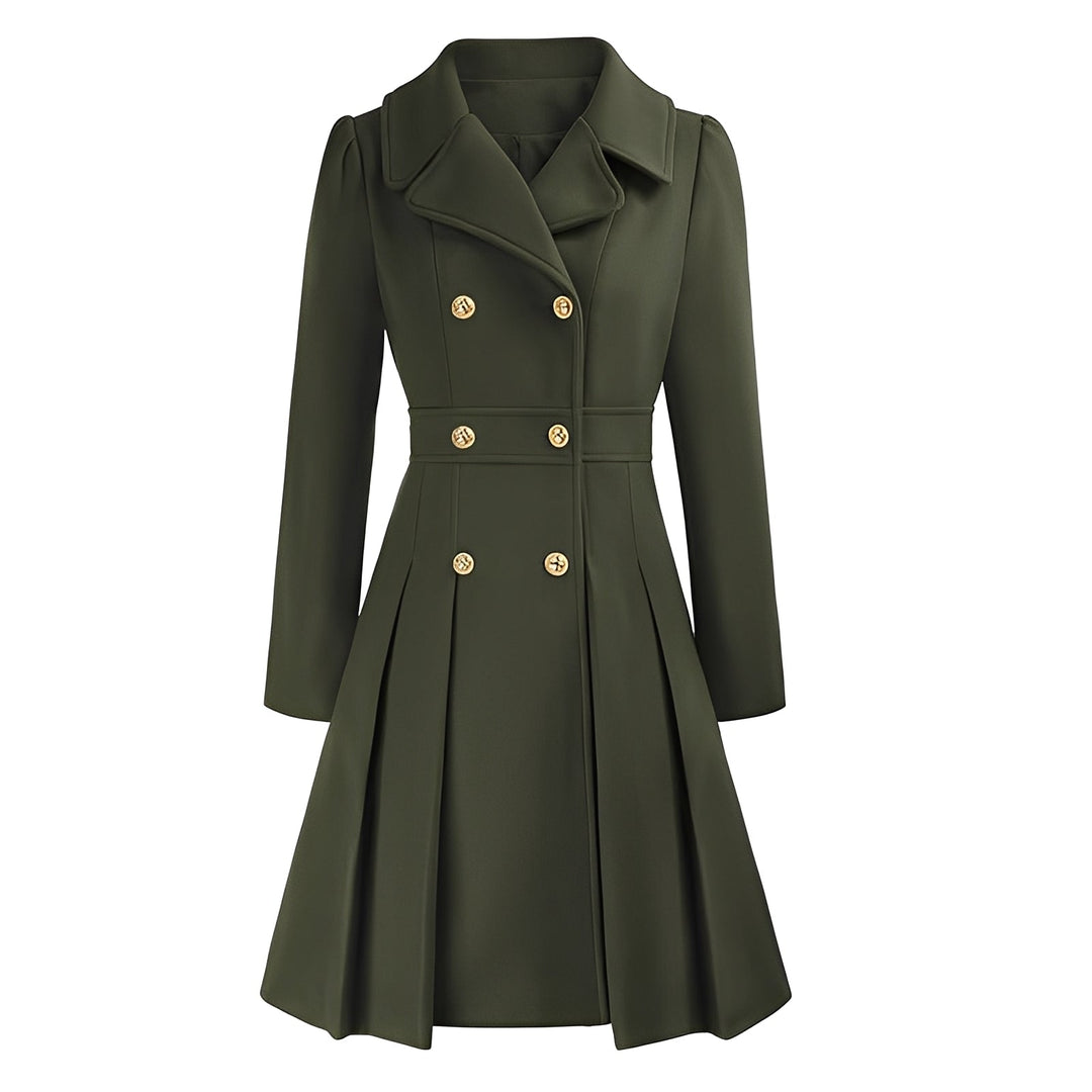 Trench-coat feminino para outono/primavera, ajustado, com abotoamento duplo e lapelas.