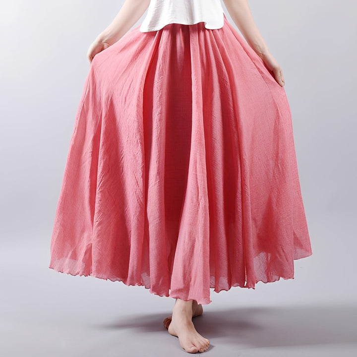Linda saia maxi fluida feminina, estilo boêmio. Perfeita para dias quentes, conforto e elegância no verão.