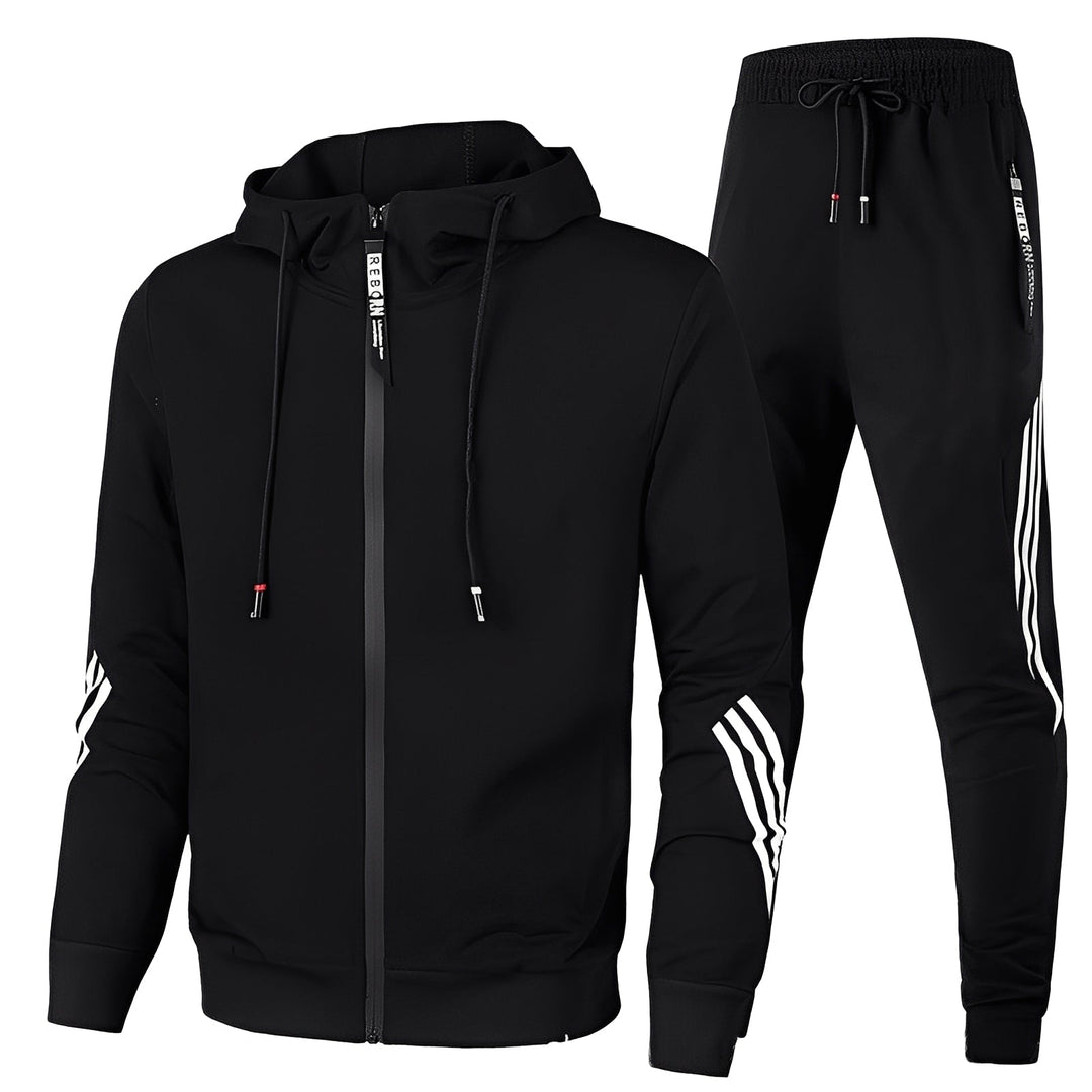 Agasalho masculino completo. Conjunto esportivo casual para homens, garantindo estilo e conforto.
