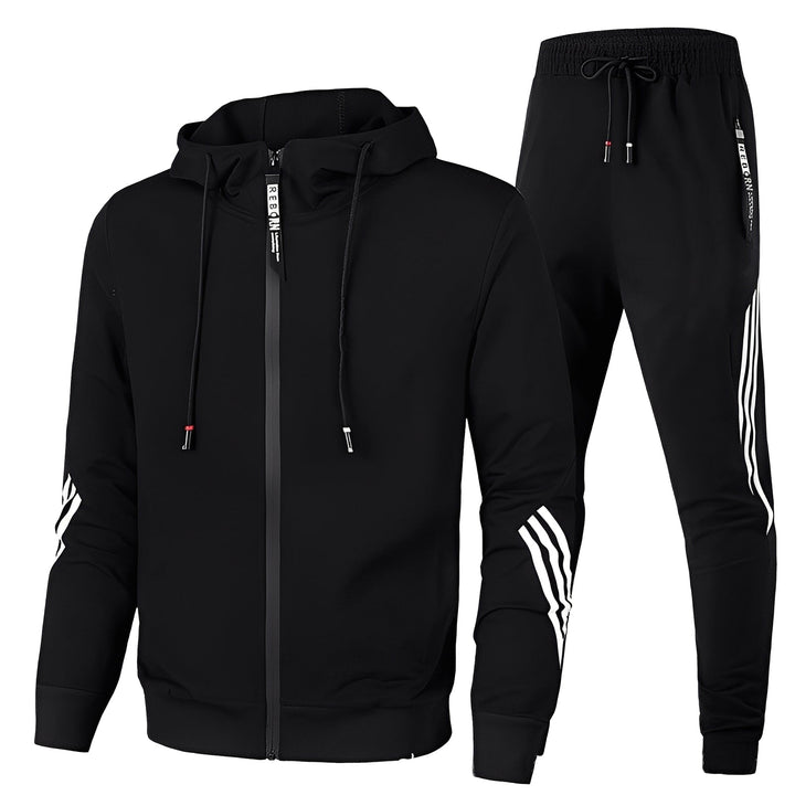 Agasalho masculino completo. Conjunto esportivo casual para homens, garantindo estilo e conforto.