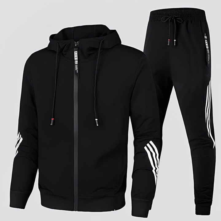 Conjunto masculino moderno para lazer, combina estilo e conforto. Perfeito para o dia a dia e atividades.