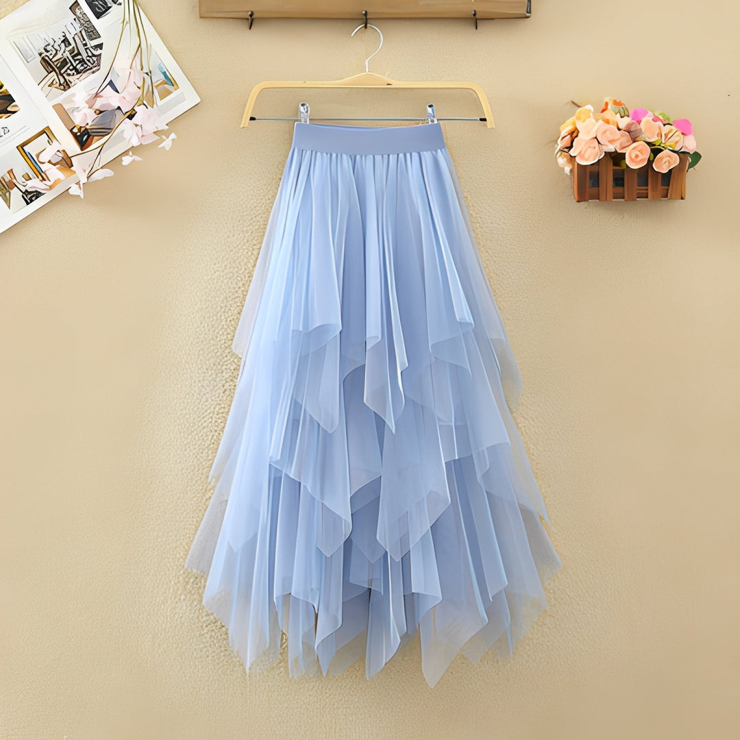 Saia assimétrica feminina casual e elegante, ideal para o verão com muito estilo.