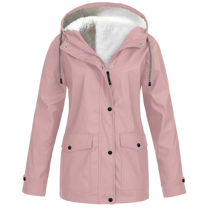 Jaqueta feminina impermeável casual preta, ideal para todas as estações. Proteção e estilo na moda.