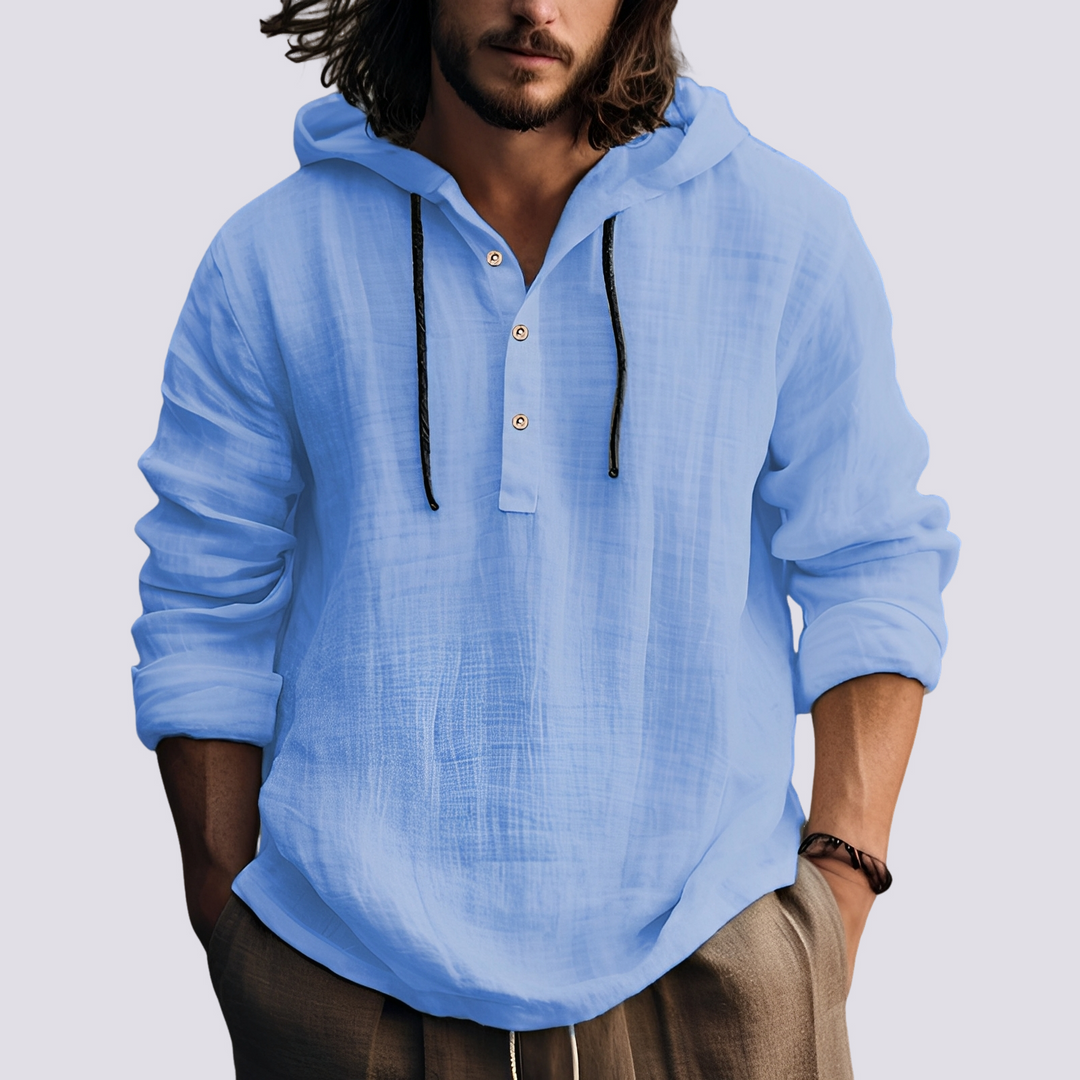 Moletom masculino estiloso com capuz, ideal para conforto casual e versatilidade no dia a dia.