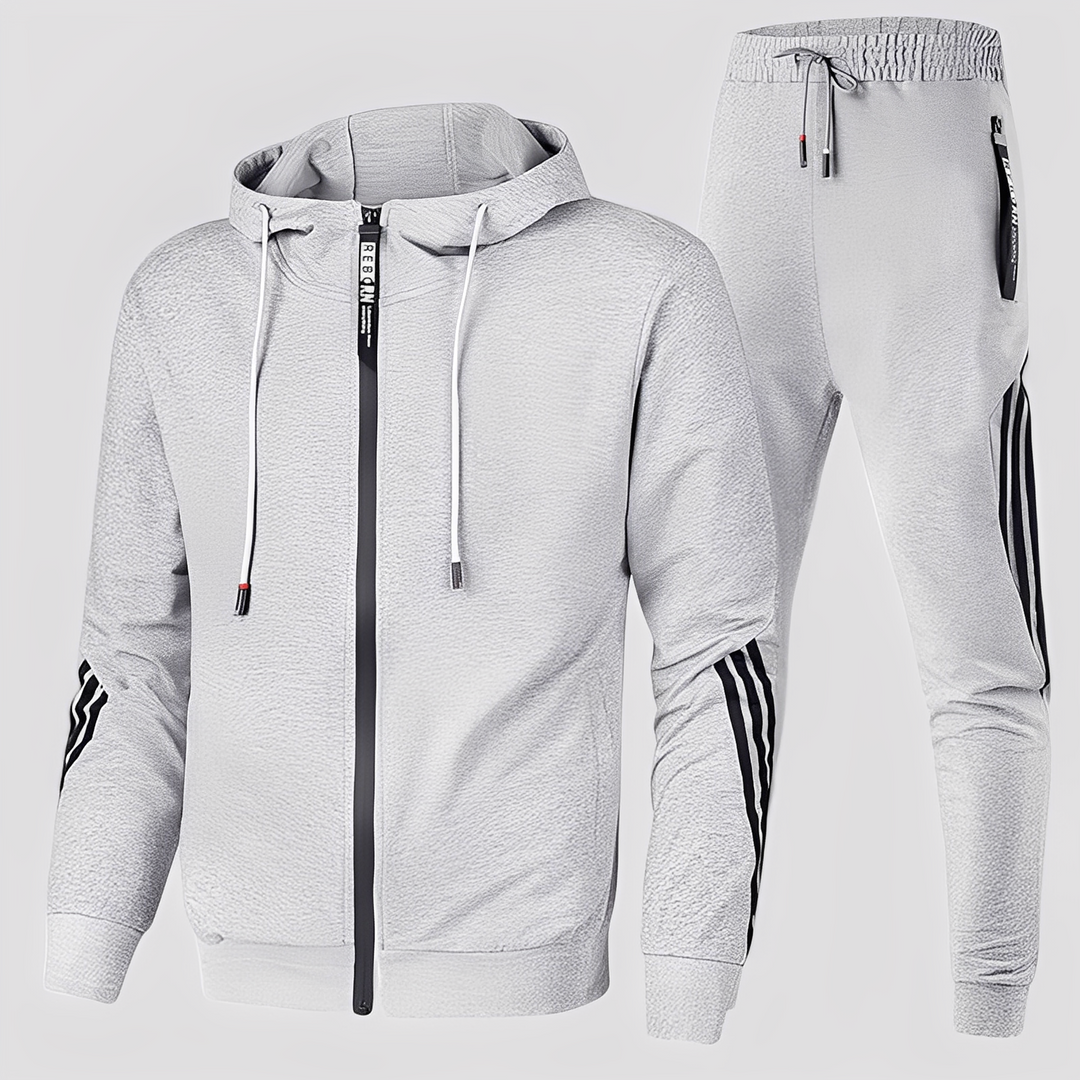 Conjunto masculino confortável para esporte e lazer, oferece estilo e bem-estar. Outfit de treino.