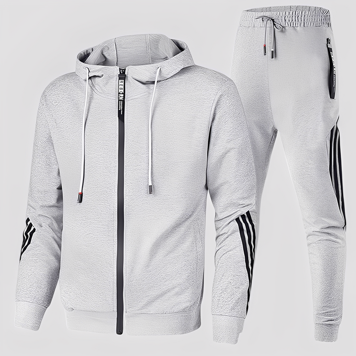 Conjunto masculino confortável para esporte e lazer, oferece estilo e bem-estar. Outfit de treino.