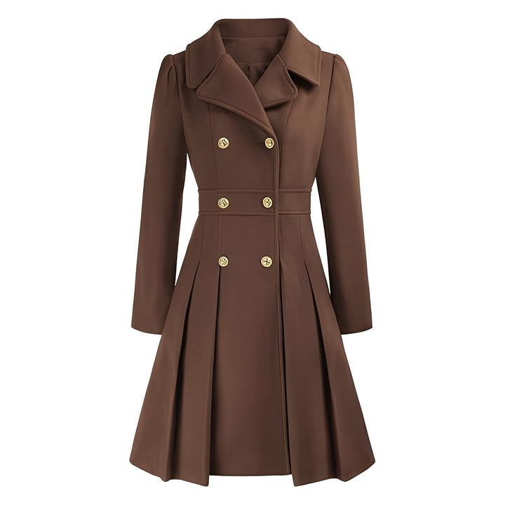 Casaco trench-coat feminino, corte impecável, abotoamento duplo, estilo outono/primavera.