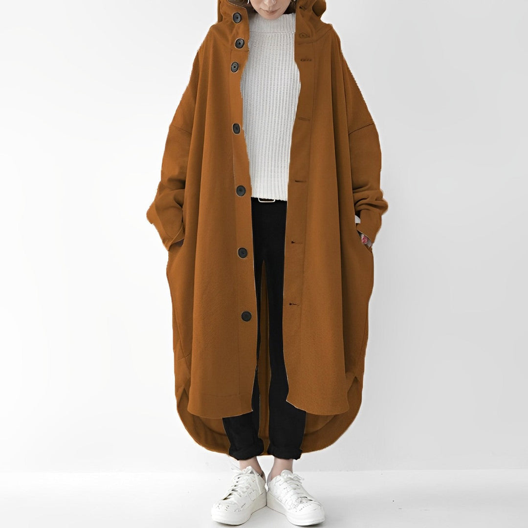 Trench Coat Cailyn feminino longo, um outwear elegante para inverno. Conforto e estilo na moda de primavera e outono.