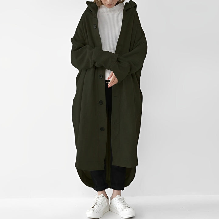 Casaco trench coat feminino Cailyn. Jaqueta longa, elegante e aconchegante para outwear de inverno, outono e primavera.
