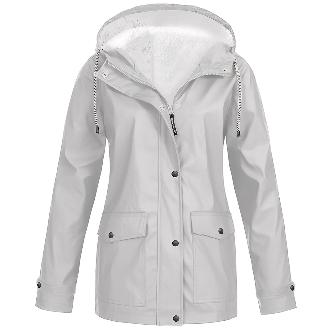Jaqueta feminina impermeável preta, estilo casual e elegante. Agasalho versátil para proteção na primavera e outono.