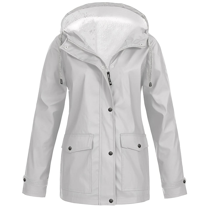 Jaqueta feminina impermeável preta, estilo casual e elegante. Agasalho versátil para proteção na primavera e outono.