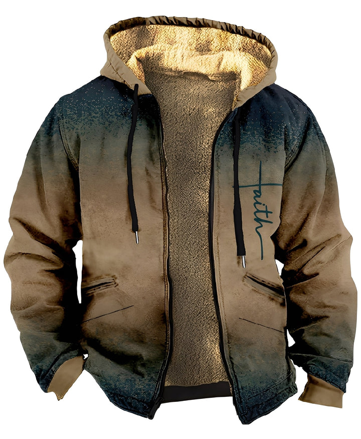 Jaqueta masculina colorida com capuz, peça essencial da moda masculina casual chic outono.