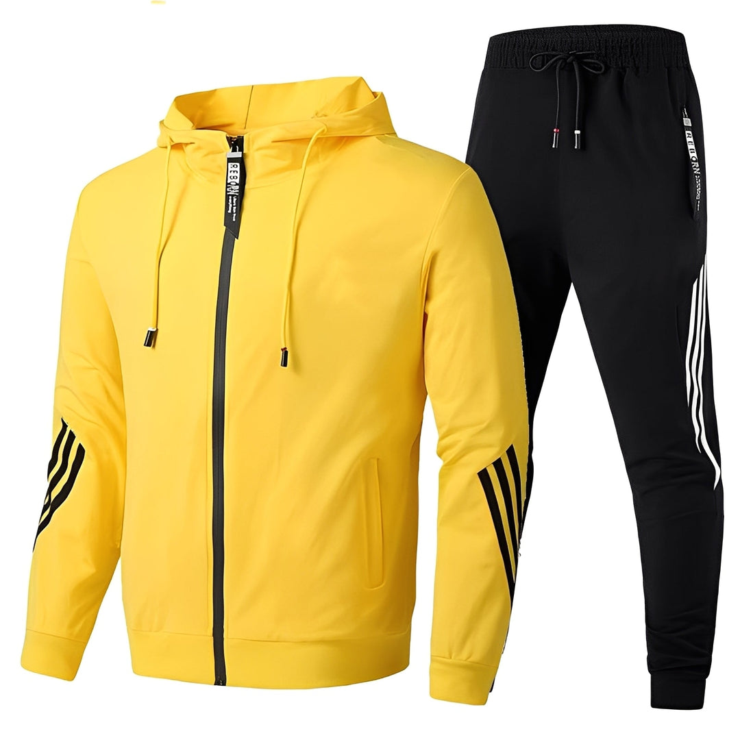Roupa masculina de outono/inverno: agasalho esportivo e casual. Conjunto de moletom com estilo e conforto.