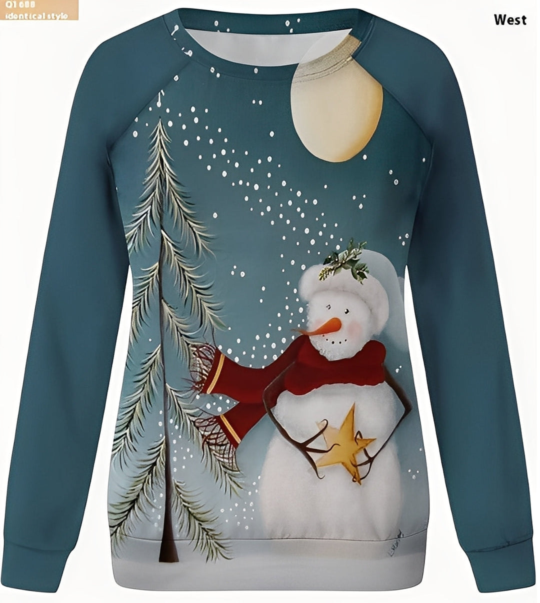 Suéter de natal feminino, design festivo de rena, peça chave para um look casual de inverno.