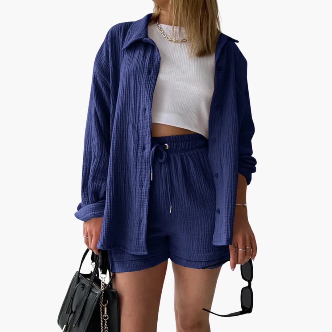 Conjunto de verão feminino Aurélie, confortável, elegante e perfeito para diversas ocasiões.