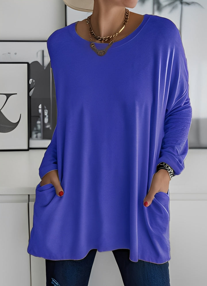 Blusa feminina solta e confortável com estilo simples. Pulôver aconchegante para outono/inverno casual.