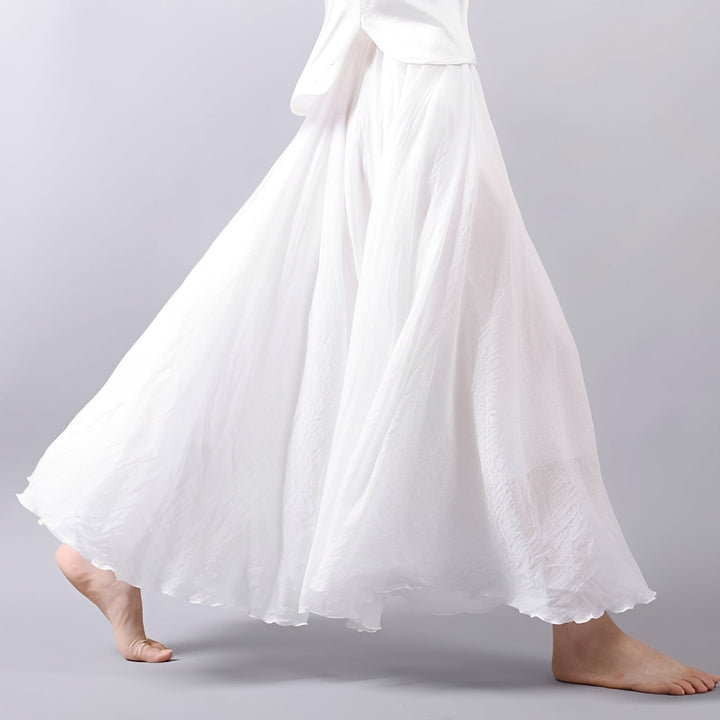 Saia maxi boêmia fluida feminina para verão. Leveza e estilo casual elegante para moda praia.