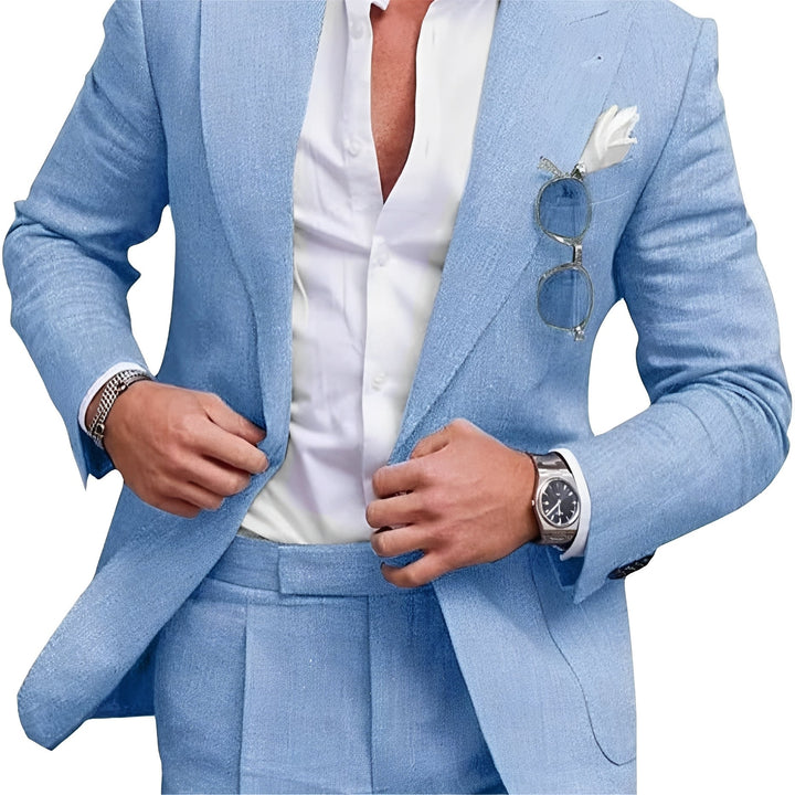 Terno masculino slim fit moderno, ideal para estilo e elegância em eventos formais.