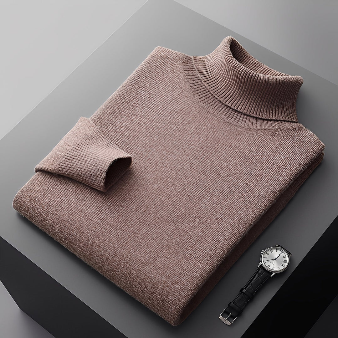 Pulôver masculino de gola alta, perfeito para o inverno, unindo conforto e estilo elegante.