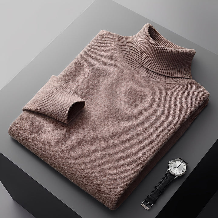 Pulôver masculino de gola alta, perfeito para o inverno, unindo conforto e estilo elegante.