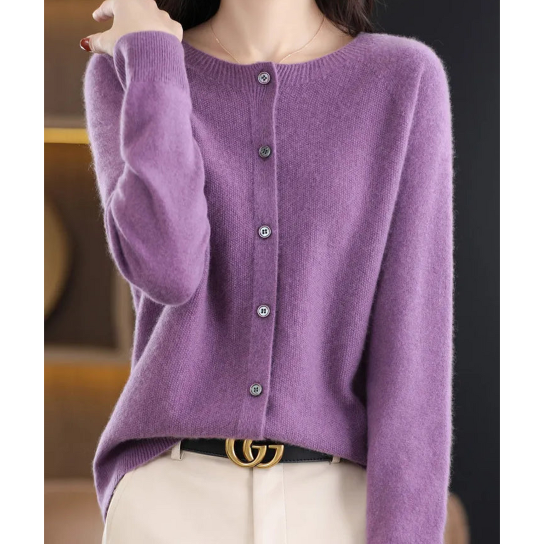Blusa de malha feminina elegante. Suéter gola redonda para inverno, manga comprida e conforto casual.
