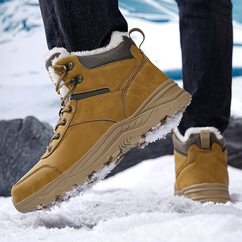 Botas masculinas de inverno, quentes e confortáveis, ideais para neve e exterior, com estilo clássico.
