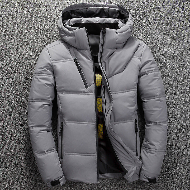 Jaqueta de inverno masculina acolchoada, estilo casual e confortável, essencial para proteção leve contra o frio.