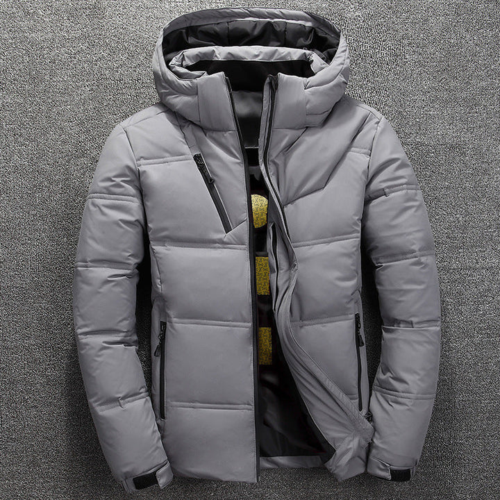 Jaqueta de inverno masculina acolchoada, estilo casual e confortável, essencial para proteção leve contra o frio.