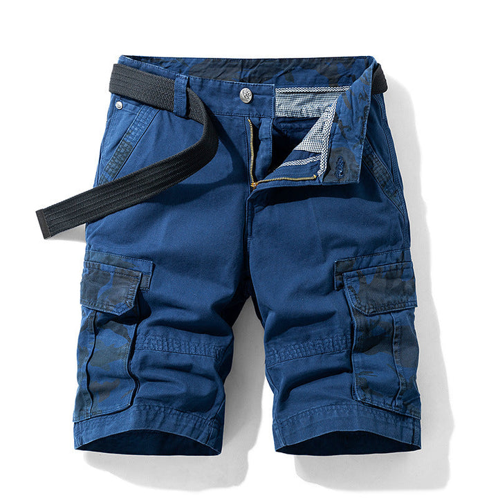 Shorts cargo masculino confortável, bolsos utilitários, perfeito para lazer e roupa masculina de verão.