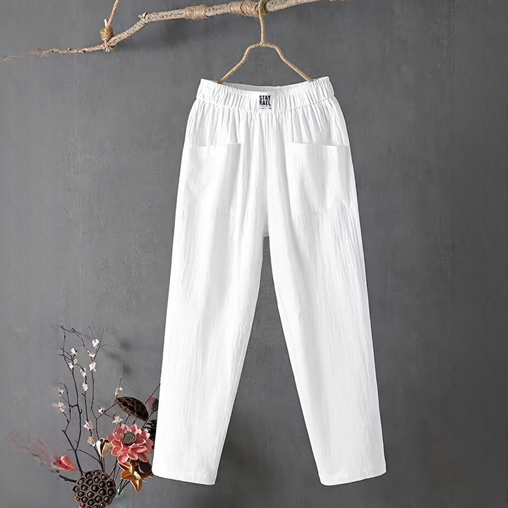 Calças femininas Sienna casuais soltas, perfeitas para o verão. Conforto e estilo para o dia a dia e viagens.