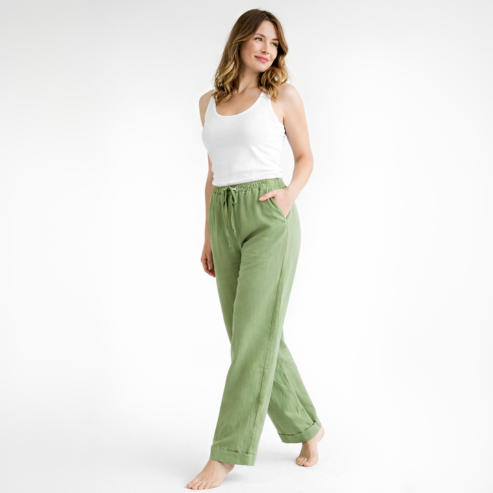 Calça feminina de verão super confortável, com estilo moderno e liberdade de movimento para a tendência da estação.