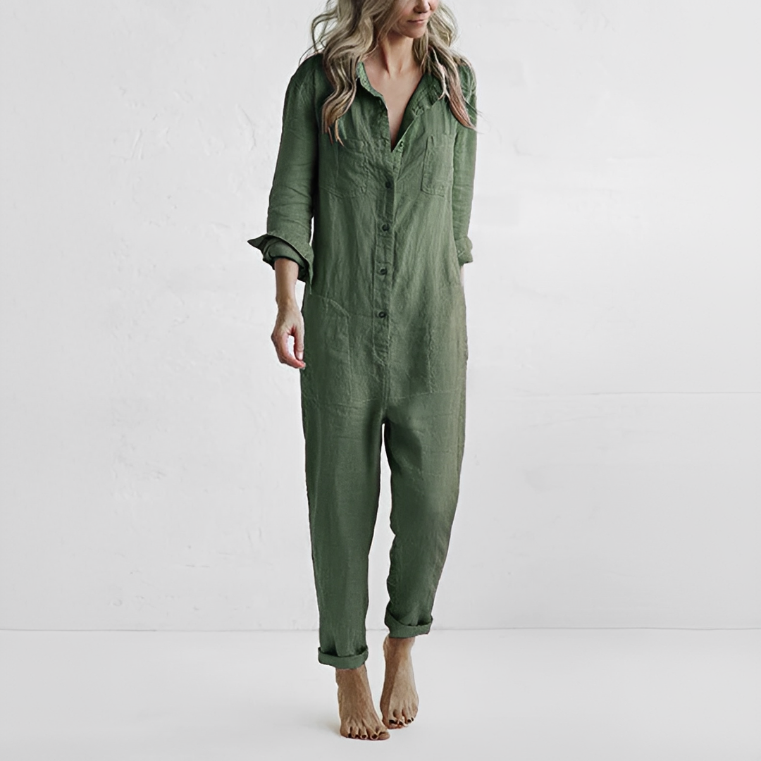 Macacão feminino de verão manga longa, casual e elegante. Ideal para festas e momentos de conforto com estilo moderno.