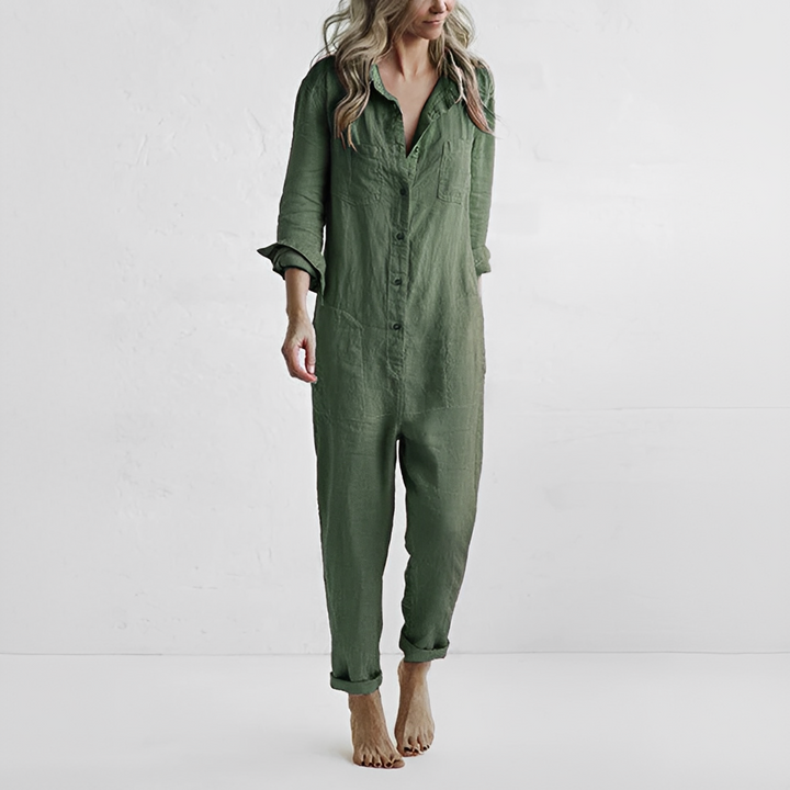 Macacão feminino de verão manga longa, casual e elegante. Ideal para festas e momentos de conforto com estilo moderno.