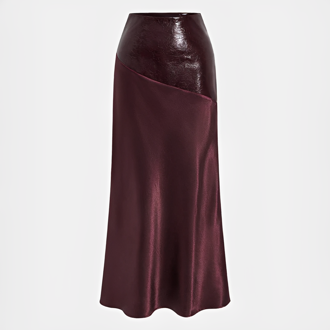 Saia feminina elegante Viviana brilhante, assimétrica, ideal para festas e eventos de luxo à noite.