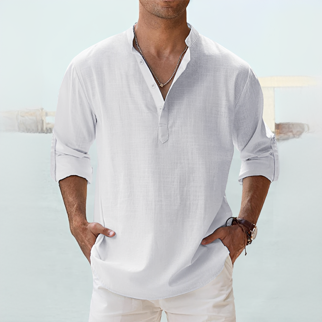 Camisa masculina leve Terense para verão, tecido respirável, máximo conforto e estilo casual chic.