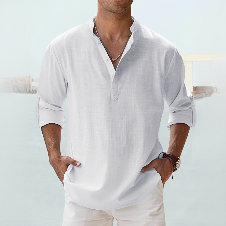 Camisa masculina leve Terense para verão, tecido respirável, máximo conforto e estilo casual chic.