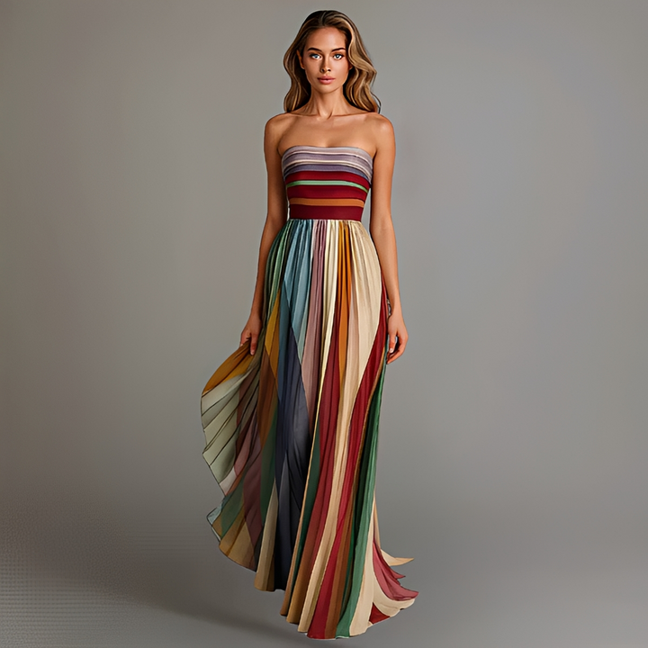 Vestido maxi feminino tomara que caia elegante, ideal para festas, casamentos e ocasiões especiais de verão.