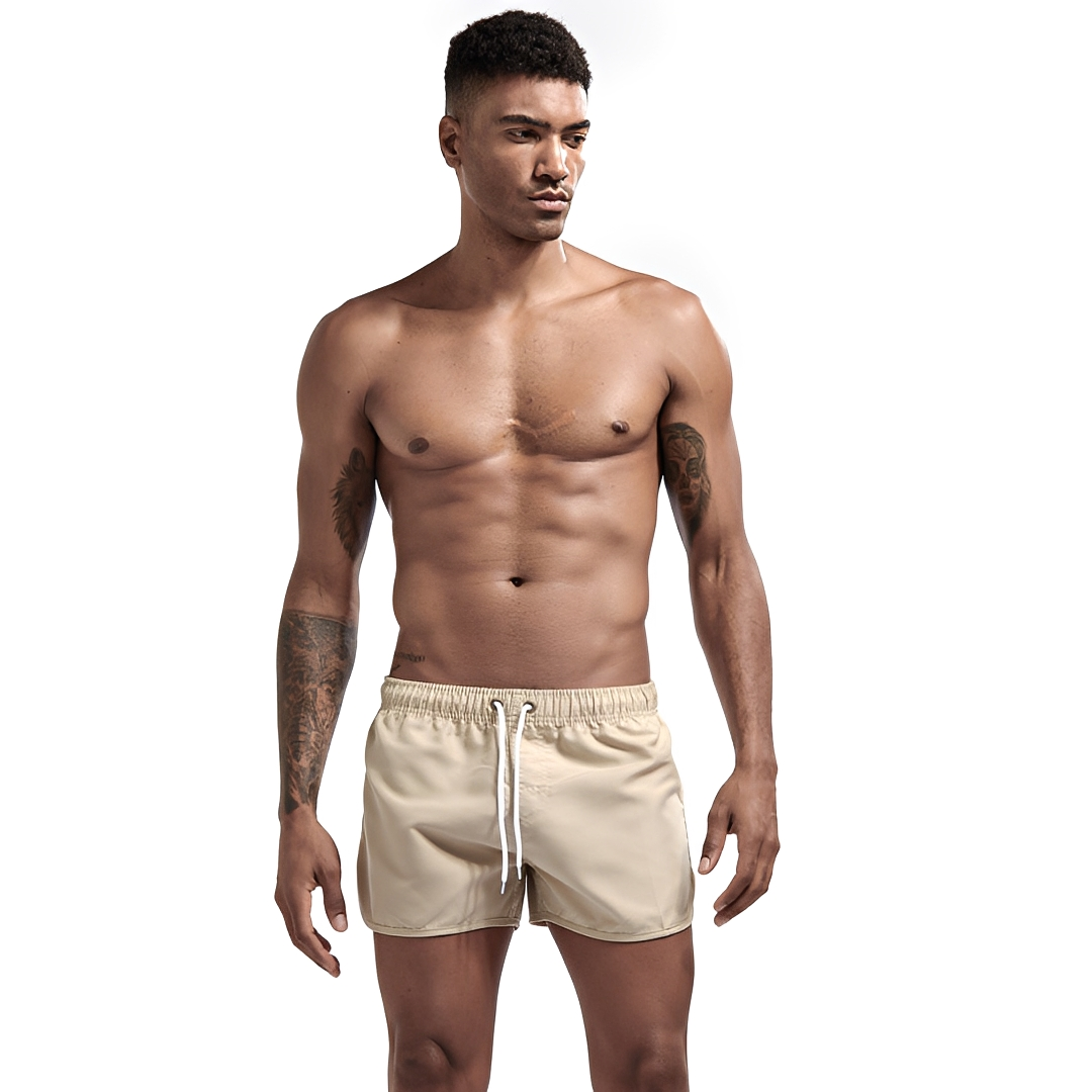 Calções de banho masculinos confortáveis para verão e lazer, ideais para praia e piscina, com estilo moda praia.