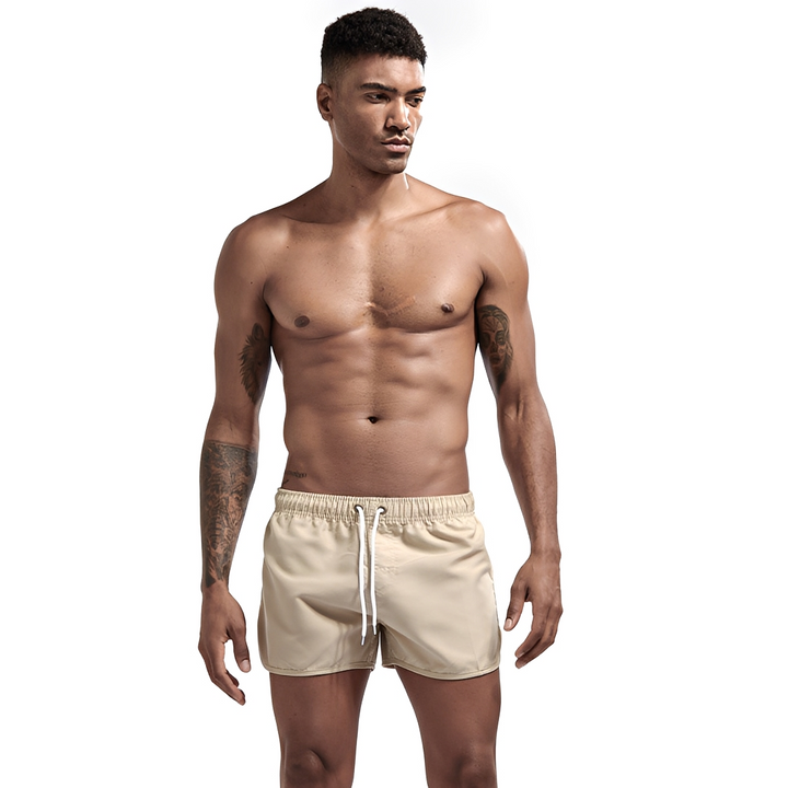 Calções de banho masculinos confortáveis para verão e lazer, ideais para praia e piscina, com estilo moda praia.