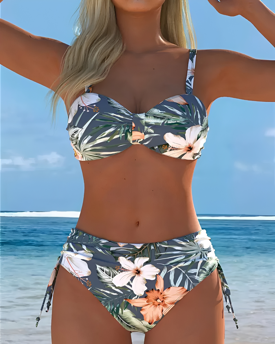 Biquíni feminino estampado de duas peças para moda praia, perfeito para o verão e estilo à beira-mar.