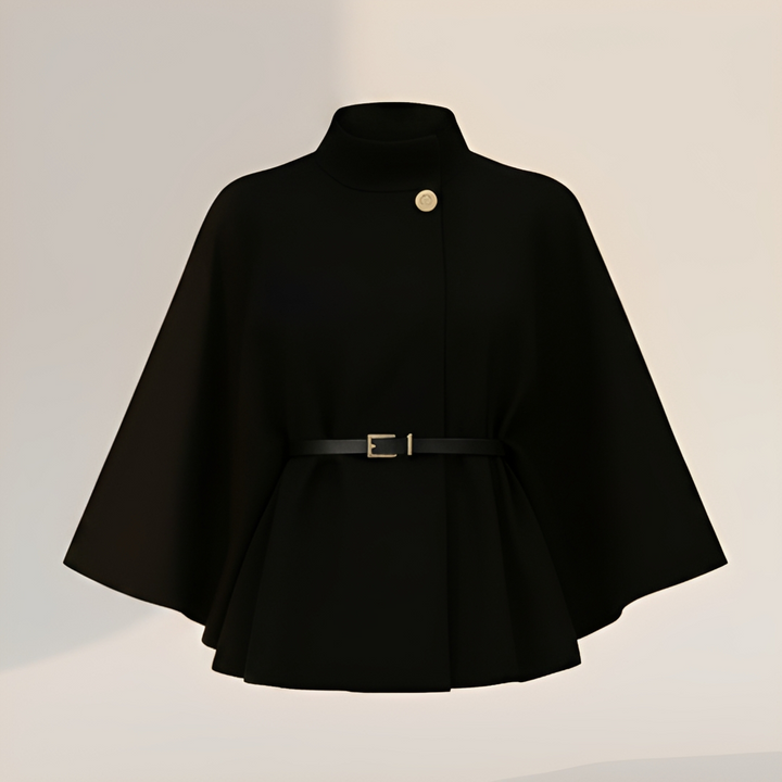 Casaco feminino casual chic para outono/primavera, com design moderno, mangas morcego e cinto ajustável.