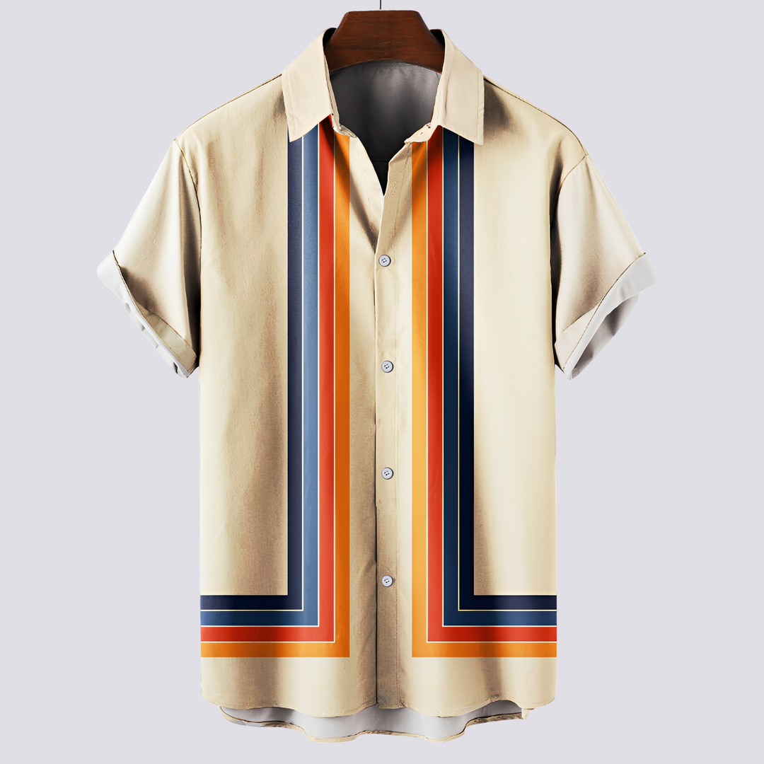 Camisa masculina casual com estampa versátil, estilo clássico para o dia a dia na primavera e no verão. Confortável.