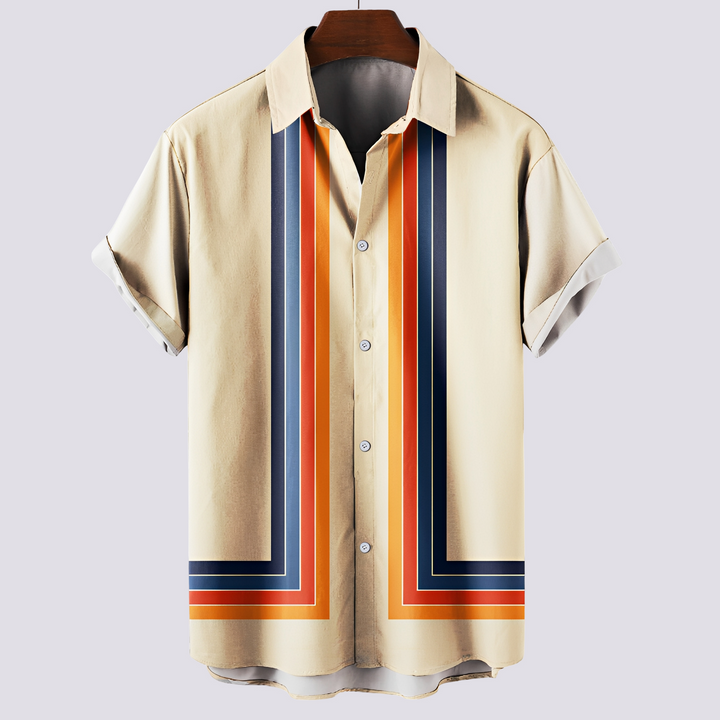 Camisa masculina casual com estampa versátil, estilo clássico para o dia a dia na primavera e no verão. Confortável.