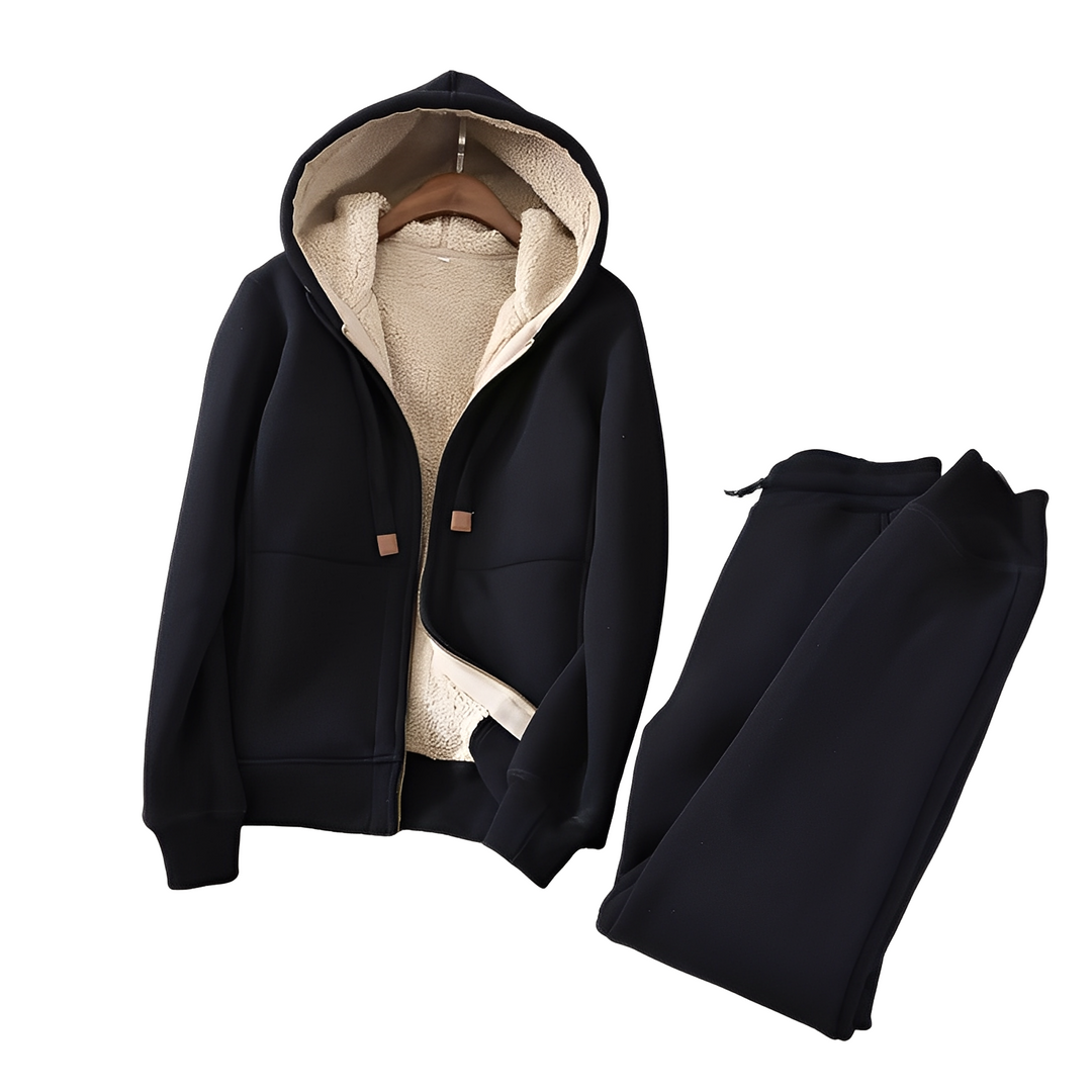 Conjunto feminino de moletom casual, elegante e super confortável. Roupa de inverno versátil para estilo e lazer.
