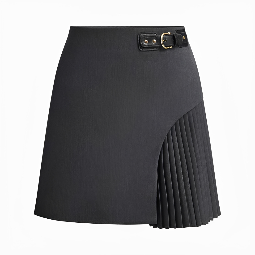Saia plissada feminina elegante, versátil para looks casuais ou sofisticados. Perfeita para moda outono/inverno.